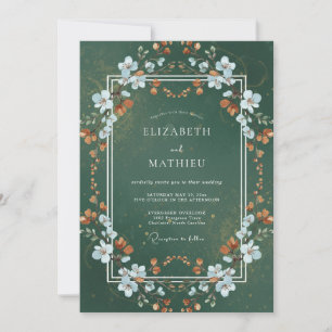 Forest White Blossom Wedding Invitation