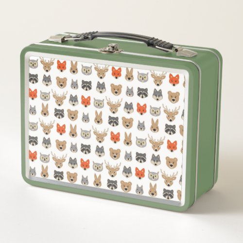  Forest Wild Animals Illustration Metal Lunch Box