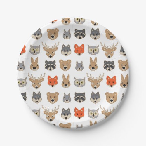 Forest Wild Animals Illustration Paper Plates