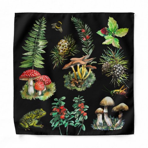 Forest wild mushrooms bandana