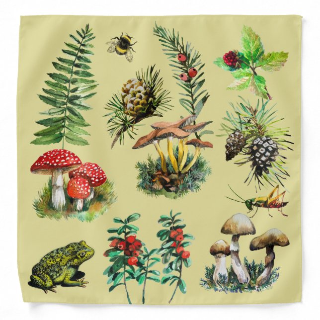 Forest, wild mushrooms bandana (Front)