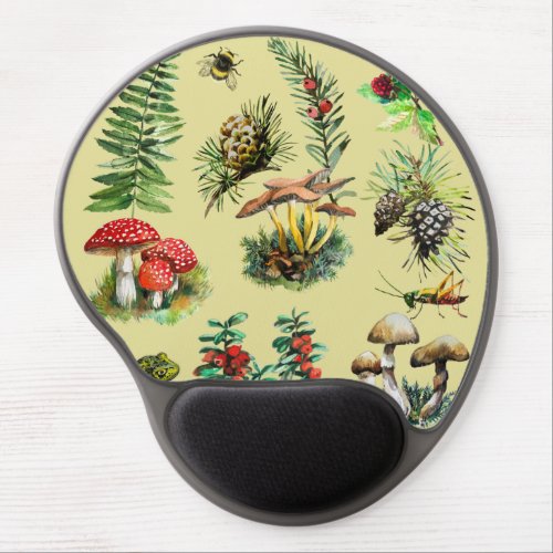Forest wild mushrooms gel mouse pad