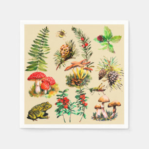 Forest, wild mushrooms napkins