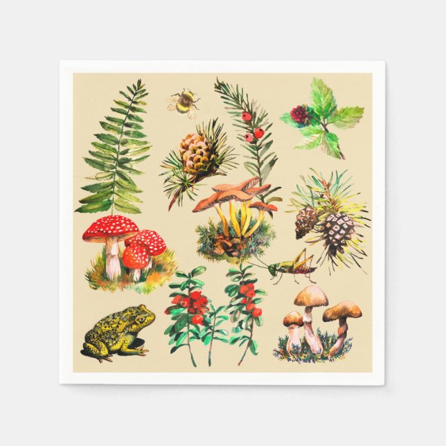 Forest, wild mushrooms napkins (Front)