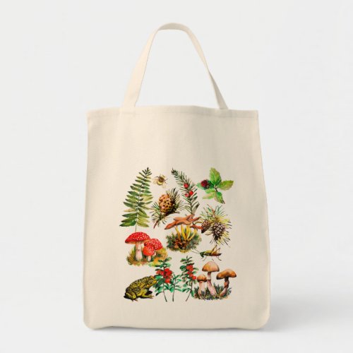 Forest wild mushrooms tote bag