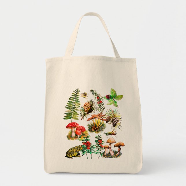 Forest, wild mushrooms tote bag (Front)