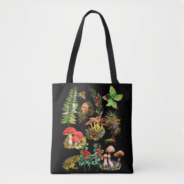 Forest, wild mushrooms tote bag (Front)