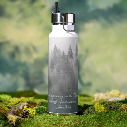 Forest Wilderness Photo with John Muir Quote Water Bottle