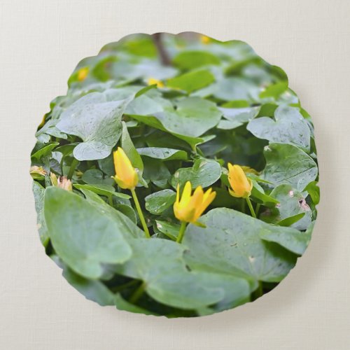 Forest Wildflowers – Botanical Nature Photography Round Pillow