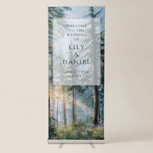 Forest Wildflowers Floral Wedding Welcome Retractable Banner