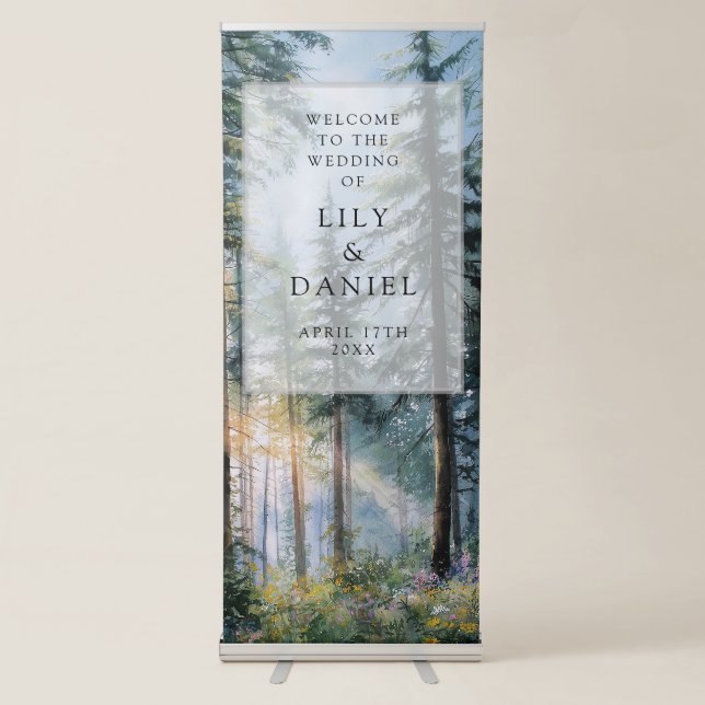 Forest Wildflowers Floral Wedding Welcome Retractable Banner (Front)