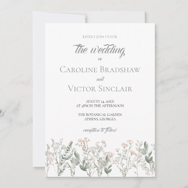 Forest Wildflowers Wedding Invitation (Front)
