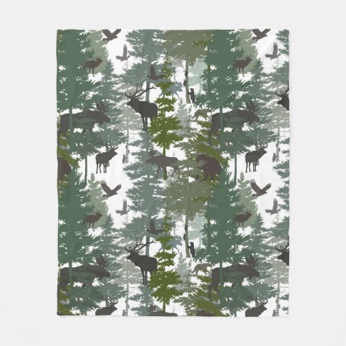 Forest Wildlife Fleece Blanket