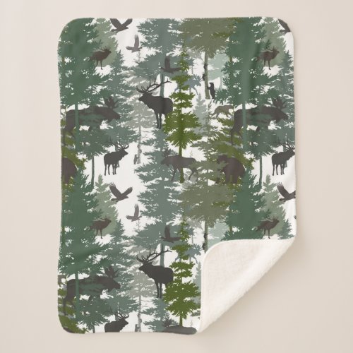 Forest Wildlife Sherpa Blanket