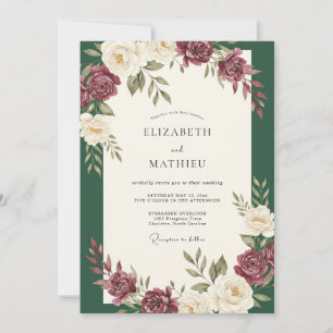 Forest Wine Rose Wedding Invitation