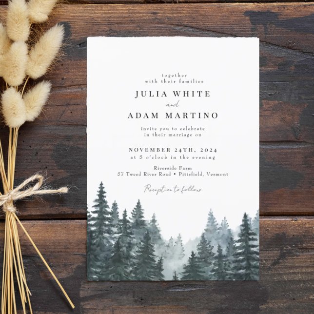 Forest Winter Pines Wedding Invitation (Creator Uploaded)