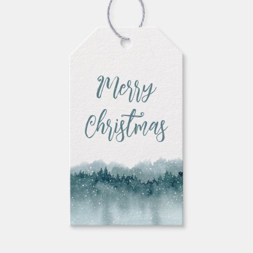  Forest Winter Snow Watercolor  Gift Tags