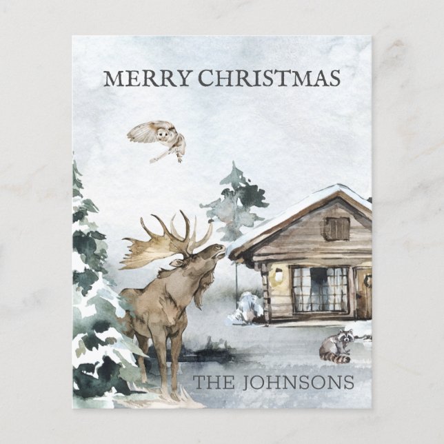  Forest Winter Woodland Cabin Budget Christmas  (Front)