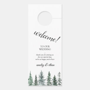 Forest Wintre Watercolor Wedding Door Hanger