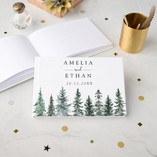 Forest Wintre Watercolor Wedding Guest Book