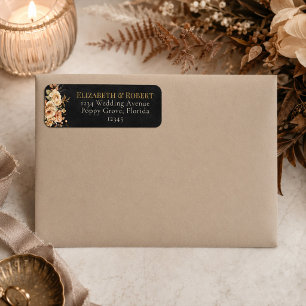 Forest Witch Black Floral Wedding Address Label