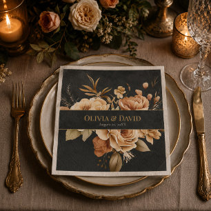 Forest Witch Black Floral Wedding Napkins