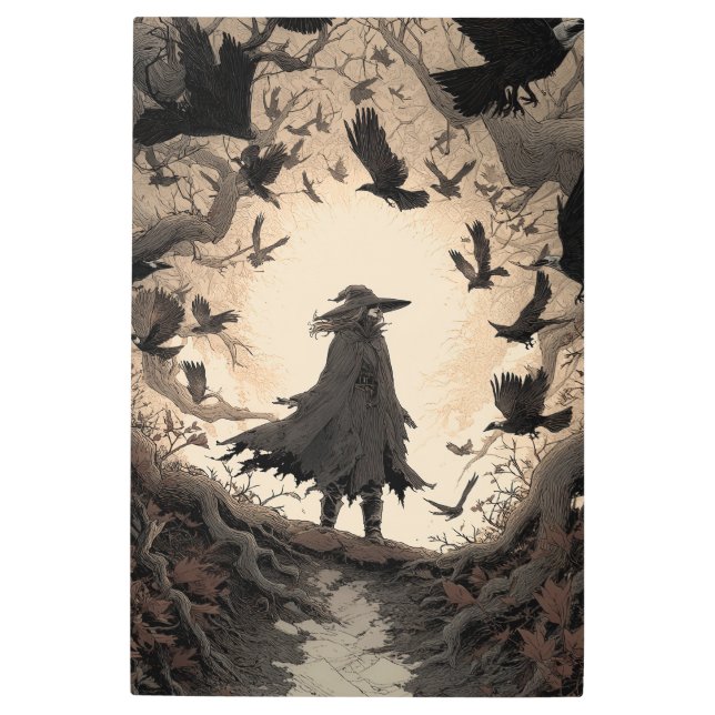 Forest Witch: Crow Circle Ritual Metal Print (Front)
