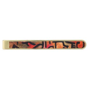 Forest Witch, Paul Klee Abstract Art Gold Finish Tie Bar