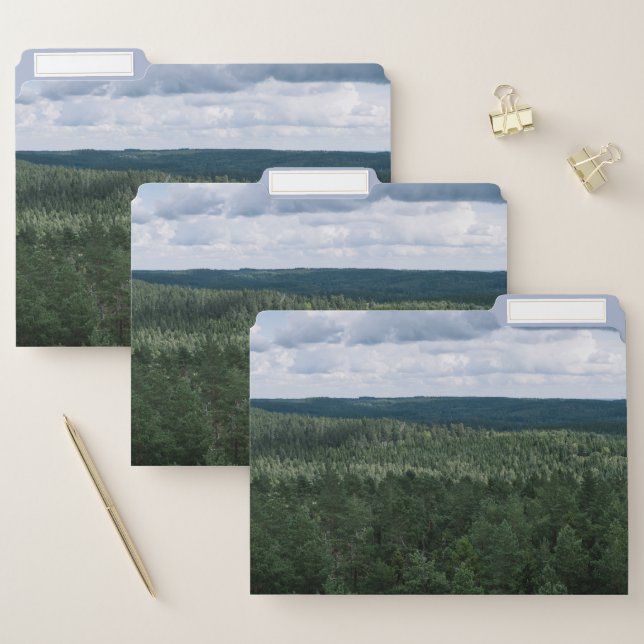 Forest With Blue Clouds Nature Landscape Photo File Folder (Set)
