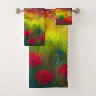 Forest with Colorful Trees And Flowers Bath Towel Set