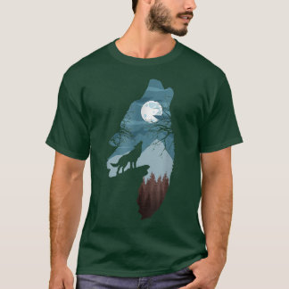 Forest with FullMoon and Howling Wolfwolf dog T-Shirt