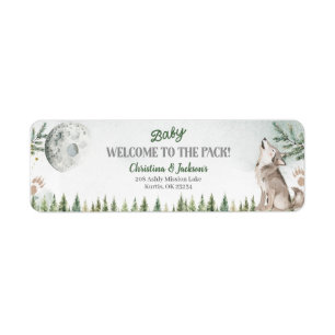 Forest Wolf Baby Shower Address Label