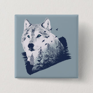 Forest Wolf Button