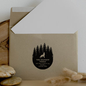 Forest Wolf Family Return Address   Rubber Stamp