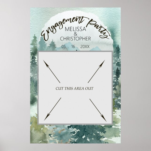 Forest Wonder Rustic Engagement Party Photo Booth Poster (Front)