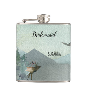 Forest Wonder Rustic Pine Bridesmaid Wedding Flask