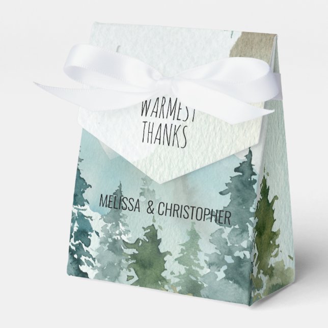 Forest Wonder Rustic Pine Memory Wedding Favor Boxes (Front Side)