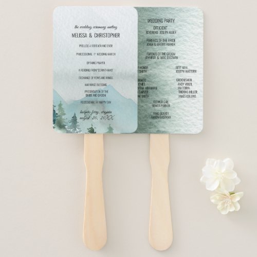 Forest Wonder Rustic Pine Wedding Ceremony Hand Fan