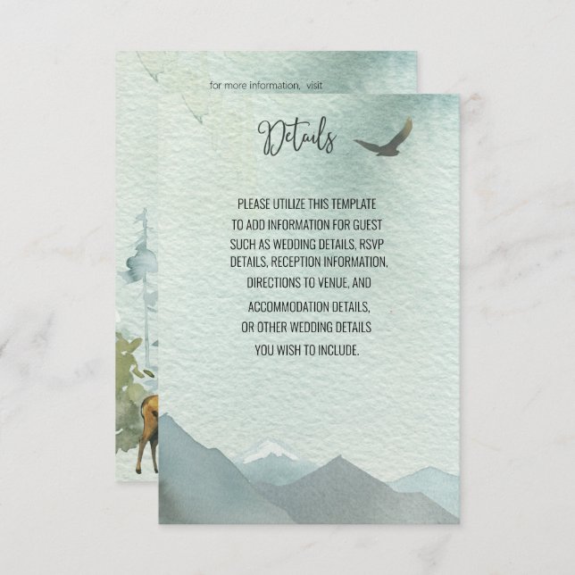 Forest Wonder Rustic Pine Wedding Details Card (Front/Back)