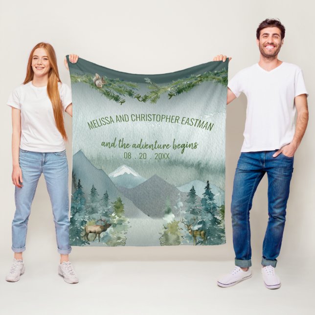 Forest Wonder Rustic Pine Wedding Fleece Blanket (In Situ)