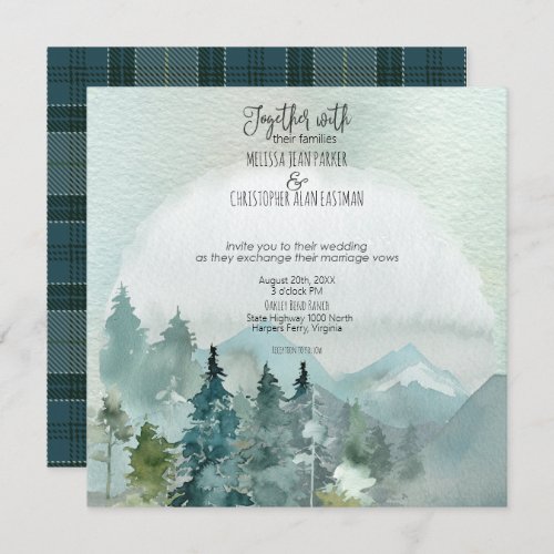 Forest Wonder Rustic Square Wedding Invitation