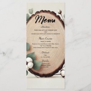 Forest Wood Eucalyptus Cotton Rustic Wedding Menu
