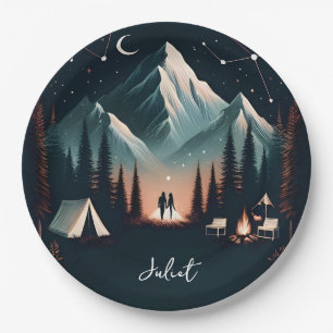 Forest Wood Sky Tree Fire Camping Bridal Shower Paper Plates