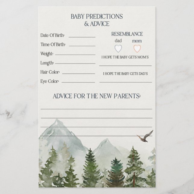 forest woodland advice for baby shower game  (Front)