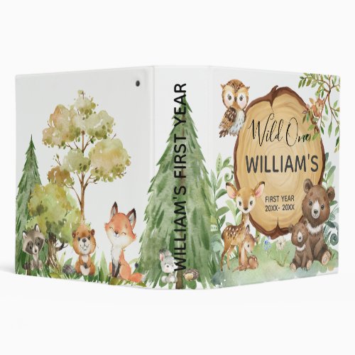 Forest Woodland Animal Baby Shower Gift 3 Ring Binder