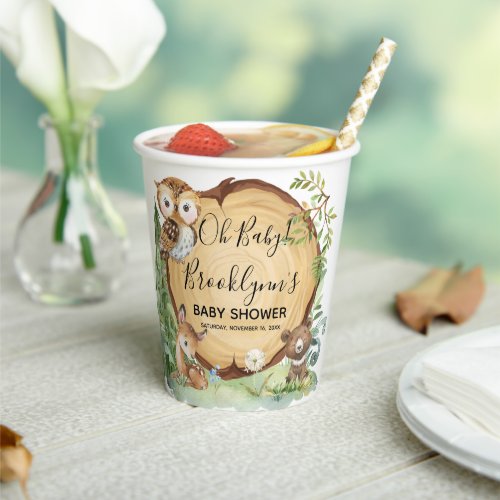 Forest Woodland Animal Baby Shower  Paper Cups