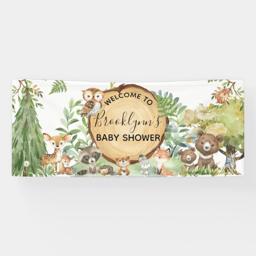 Forest Woodland Animal Baby Shower Welcome Banner