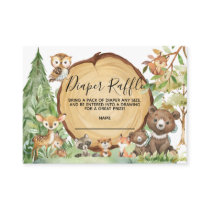 Forest Woodland Animal Diaper raffle Baby Shower Enclosure Card