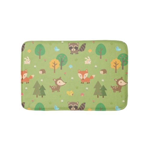 Forest Woodland Animal Pattern Kids Room Decor Bathroom Mat
