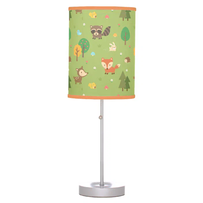 Forest Woodland Animal Pattern Kids, Woodland Table Lamp